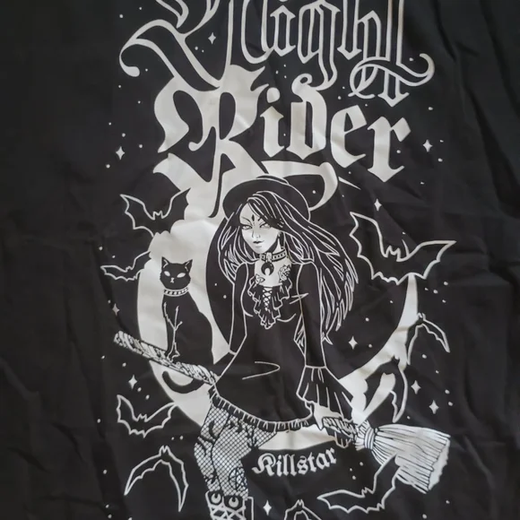Killstar Black and White Night Rider Long Sleeve Tee - Picture 3 of 9